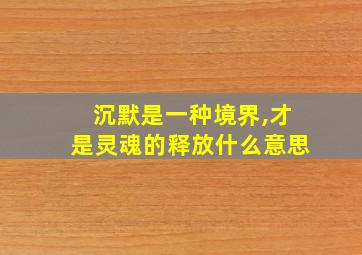 沉默是一种境界,才是灵魂的释放什么意思