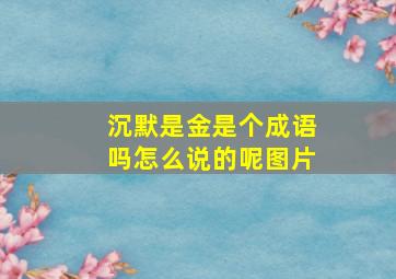 沉默是金是个成语吗怎么说的呢图片