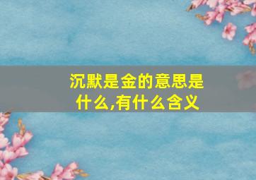 沉默是金的意思是什么,有什么含义