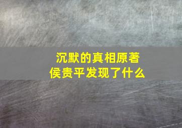 沉默的真相原著侯贵平发现了什么