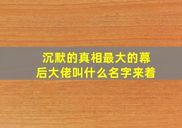 沉默的真相最大的幕后大佬叫什么名字来着