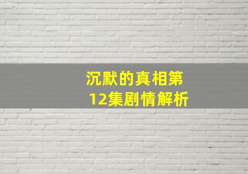 沉默的真相第12集剧情解析