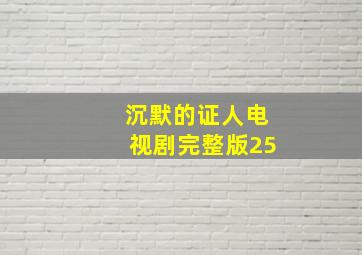 沉默的证人电视剧完整版25