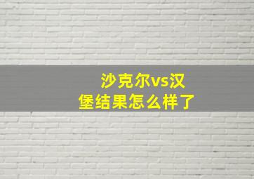 沙克尔vs汉堡结果怎么样了