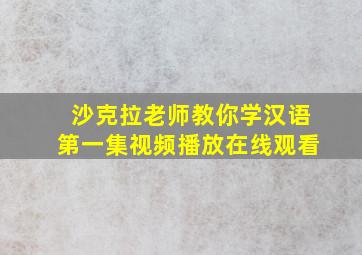 沙克拉老师教你学汉语第一集视频播放在线观看