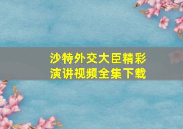 沙特外交大臣精彩演讲视频全集下载