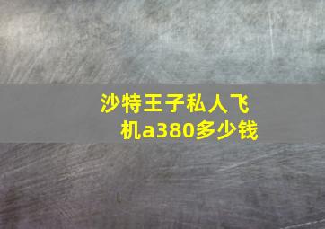 沙特王子私人飞机a380多少钱