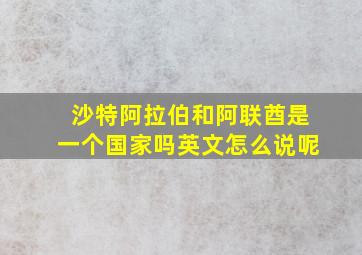 沙特阿拉伯和阿联酋是一个国家吗英文怎么说呢