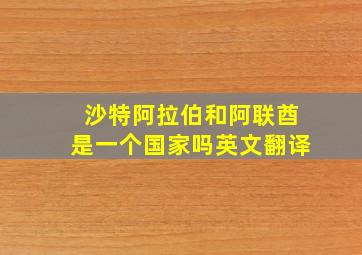 沙特阿拉伯和阿联酋是一个国家吗英文翻译