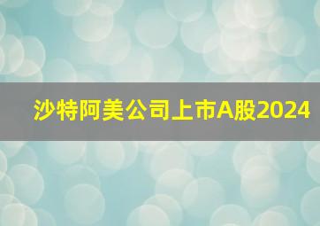 沙特阿美公司上市A股2024