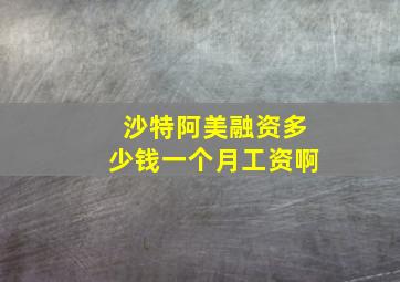 沙特阿美融资多少钱一个月工资啊