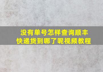 没有单号怎样查询顺丰快递货到哪了呢视频教程