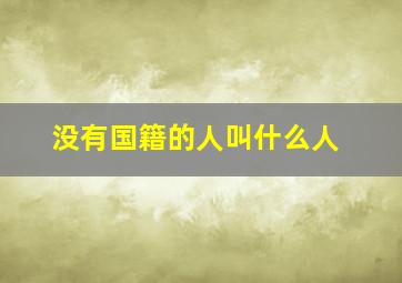 没有国籍的人叫什么人