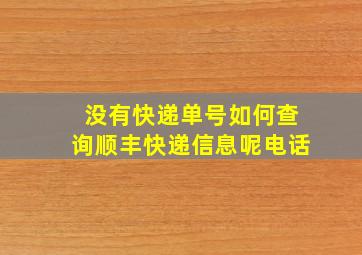 没有快递单号如何查询顺丰快递信息呢电话