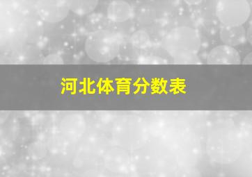 河北体育分数表