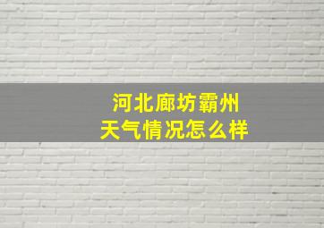 河北廊坊霸州天气情况怎么样