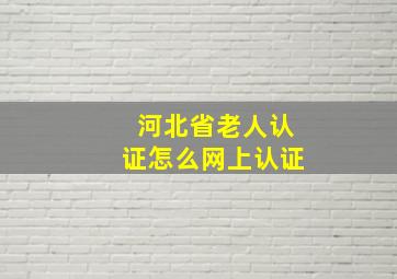 河北省老人认证怎么网上认证