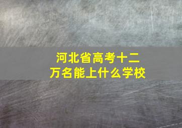 河北省高考十二万名能上什么学校