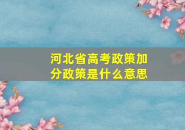 河北省高考政策加分政策是什么意思