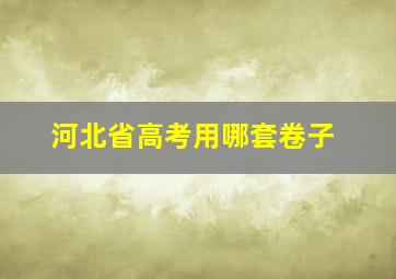 河北省高考用哪套卷子