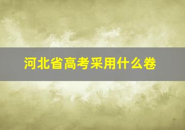 河北省高考采用什么卷