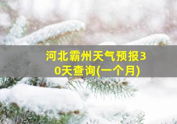 河北霸州天气预报30天查询(一个月)