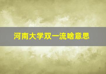 河南大学双一流啥意思