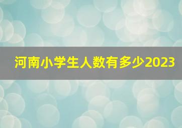 河南小学生人数有多少2023