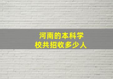 河南的本科学校共招收多少人