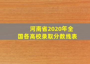 河南省2020年全国各高校录取分数线表