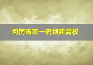 河南省双一流创建高校