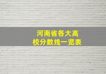 河南省各大高校分数线一览表