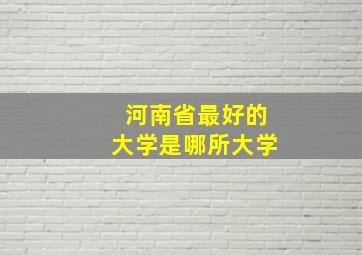 河南省最好的大学是哪所大学