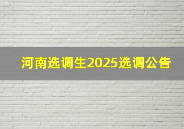 河南选调生2025选调公告