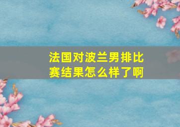 法国对波兰男排比赛结果怎么样了啊