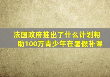 法国政府推出了什么计划帮助100万青少年在暑假补课