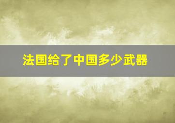 法国给了中国多少武器