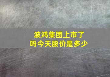 波鸿集团上市了吗今天股价是多少