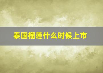 泰国榴莲什么时候上市