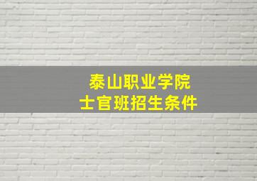 泰山职业学院士官班招生条件