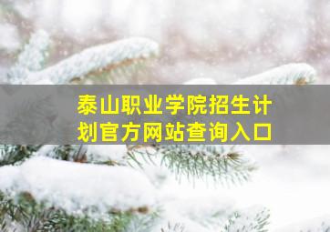 泰山职业学院招生计划官方网站查询入口