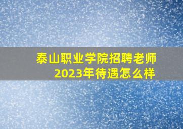 泰山职业学院招聘老师2023年待遇怎么样