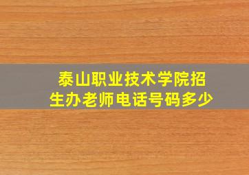 泰山职业技术学院招生办老师电话号码多少