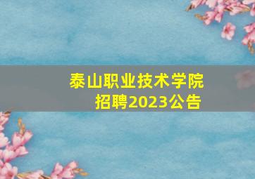 泰山职业技术学院招聘2023公告