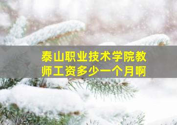 泰山职业技术学院教师工资多少一个月啊