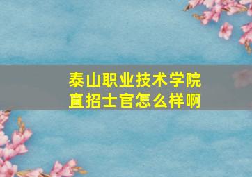 泰山职业技术学院直招士官怎么样啊