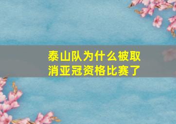 泰山队为什么被取消亚冠资格比赛了