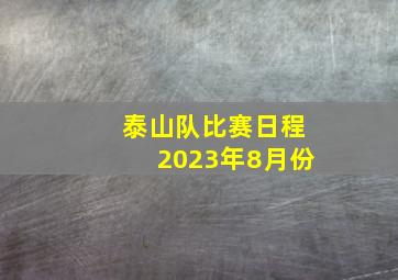 泰山队比赛日程2023年8月份