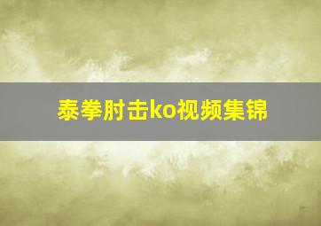 泰拳肘击ko视频集锦