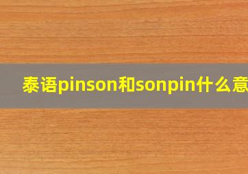 泰语pinson和sonpin什么意思